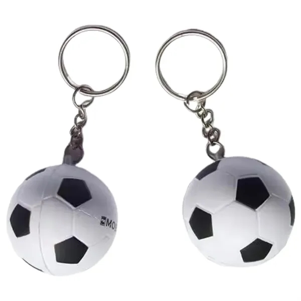 PU football shaped stress reliever keychain with 1 color silkscreen imprint... from ASI 37218 Athena Promo (tm)