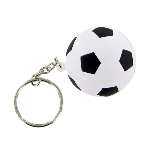 PU football shaped stress reliever keychain with 1 color silkscreen imprint... from ASI 37218 Athena Promo (tm)
