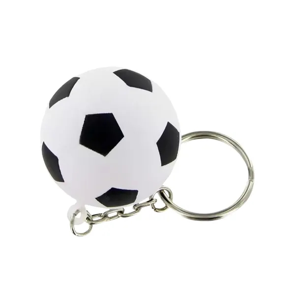 PU football shaped stress reliever keychain with 1 color silkscreen imprint... from ASI 37218 Athena Promo (tm)