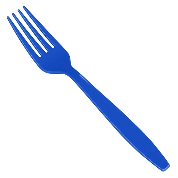 7" long colored plastic fork with four-prong design.... from ASI 91880 Tranter Graphics Inc
