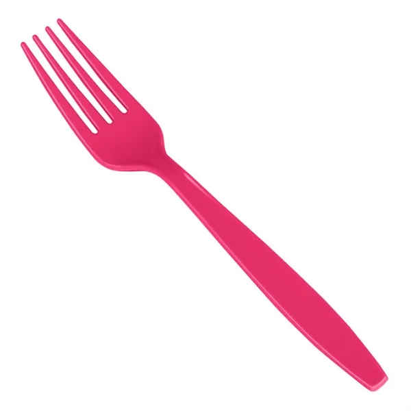 7" long colored plastic fork with four-prong design.... from ASI 91880 Tranter Graphics Inc