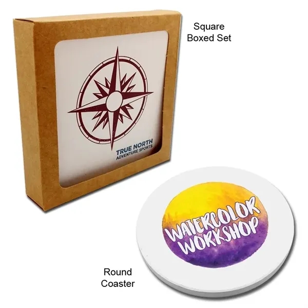 Set of 2 sandstone coasters with Ultra Vivid graphics.... from ASI 72521 Morris Magnets / Laser Cuts