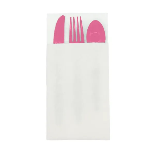4.25" x 8.5 three-piece utensil set with plastic fork, knife and... from ASI 91880 Tranter Graphics Inc