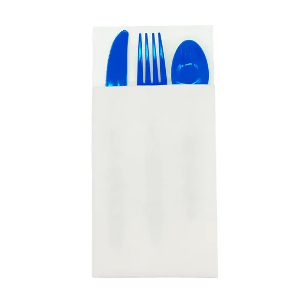 4.25" x 8.5 three-piece utensil set with plastic fork, knife and... from ASI 91880 Tranter Graphics Inc