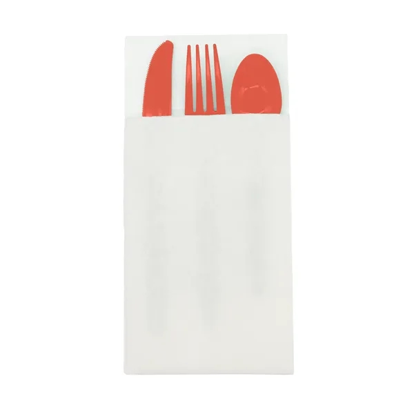 4.25" x 8.5 three-piece utensil set with plastic fork, knife and... from ASI 91880 Tranter Graphics Inc