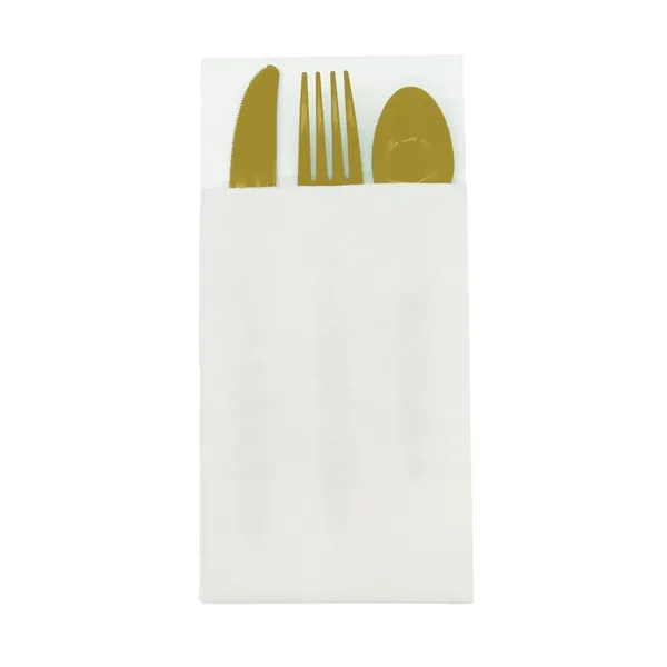 4.25" x 8.5 three-piece utensil set with plastic fork, knife and... from ASI 91880 Tranter Graphics Inc