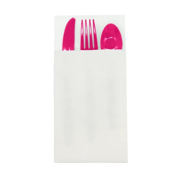 4.25" x 8.5 three-piece utensil set with plastic fork, knife and... from ASI 91880 Tranter Graphics Inc