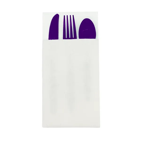4.25" x 8.5 three-piece utensil set with plastic fork, knife and... from ASI 91880 Tranter Graphics Inc