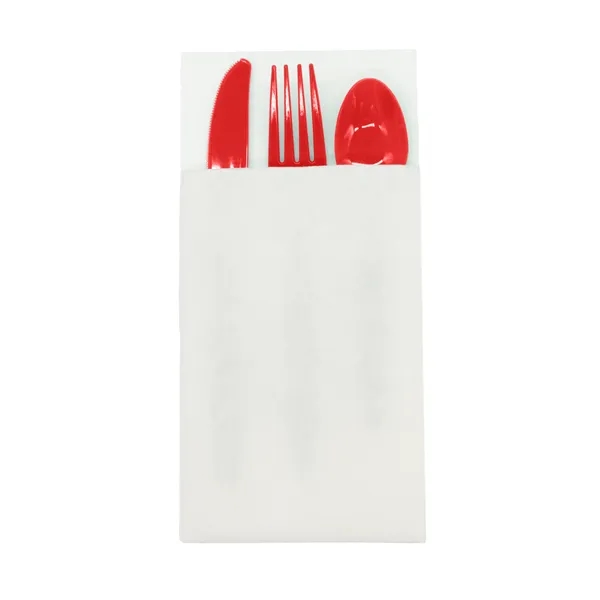 4.25" x 8.5 three-piece utensil set with plastic fork, knife and... from ASI 91880 Tranter Graphics Inc
