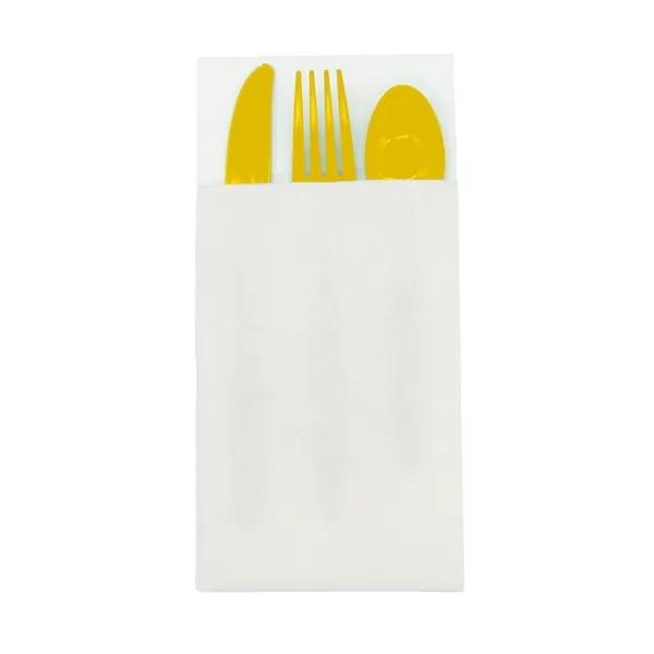 4.25" x 8.5 three-piece utensil set with plastic fork, knife and... from ASI 91880 Tranter Graphics Inc