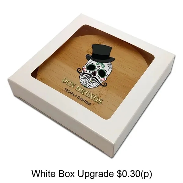 4 piece coaster set made of bamboo with laser etched graphics.... from ASI 72521 Morris Magnets / Laser Cuts