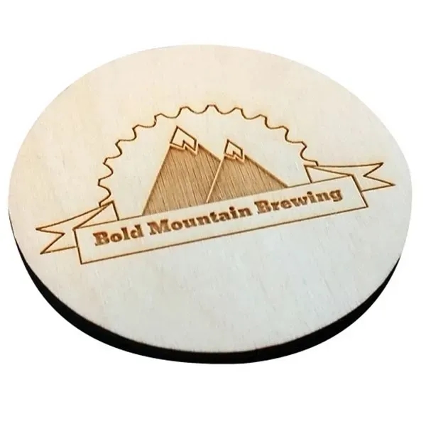 Birch wood coaster with 1/4" thickness and laser etched graphics.... from ASI 72521 Morris Magnets / Laser Cuts