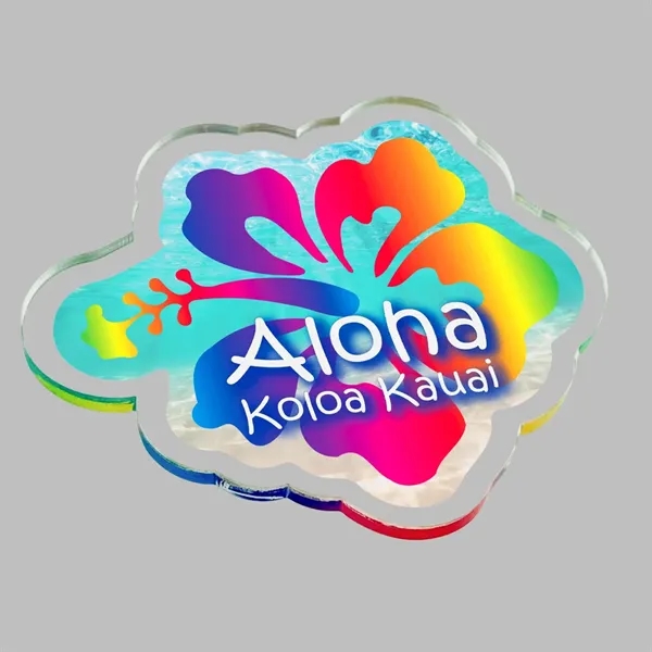 Custom shaped, 1/8" thick acrylic plastic magnets with full color imprinting;... from ASI 72521 Morris Magnets / Laser Cuts