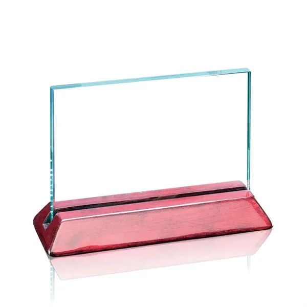 Jade glass horizontal award with rosewood base.... from ASI 84592 St Regis Group / Prestige Glass