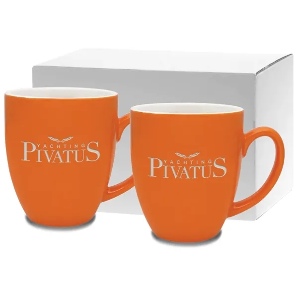Ceramic mugs feature vibrant color exterior with white interior and easy... from ASI 71920 Moderne Glass Company Inc