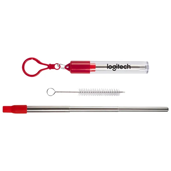 Telescopic straw set. This extendable stainless steel straw kit includes a... from ASI 52710 Lincoln Line