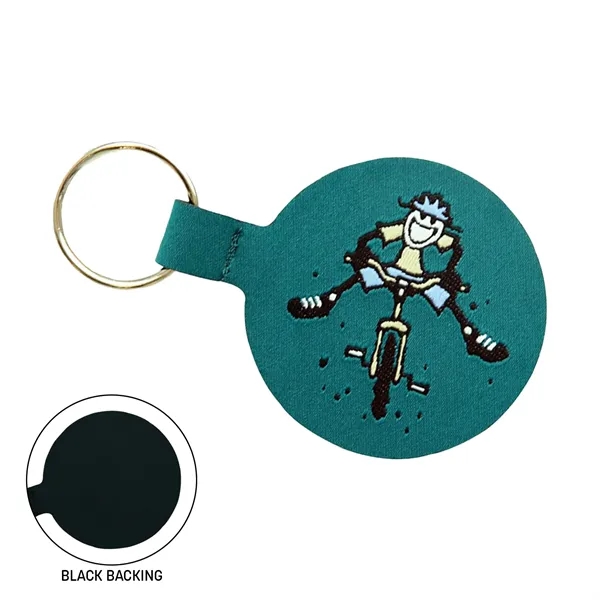 2.25" x 3" round polyester woven key fob with one side... from ASI 92980 WOV-IN® / Universal Strap/Wov-In Line