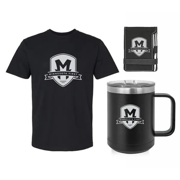 Custom Welcome Kit includes Tee shirt with one color imprint, polar... from ASI 72657 Active Life Promo / Apres Ski