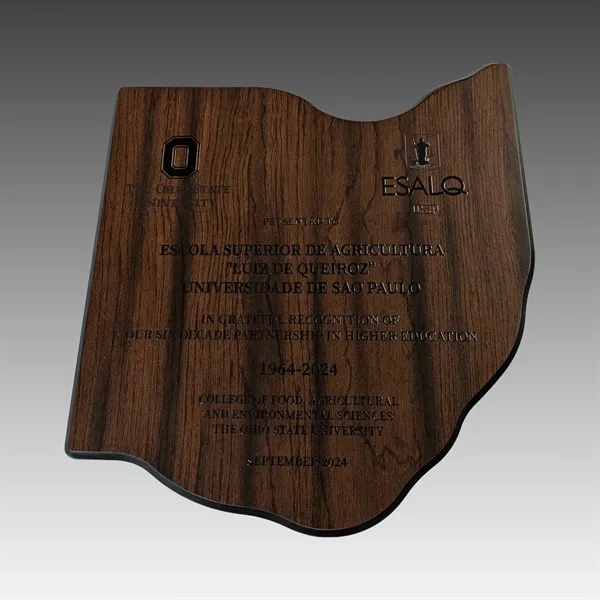 9" x 12" x 0.75" state-shaped wooden plaques with laser engraving.... from ASI 92531 Unique Custom Products / UCP