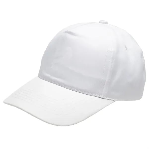 5 panel polyester baseball cap with 1 color silkscreen on 1... from ASI 37218 Athena Promo (tm)