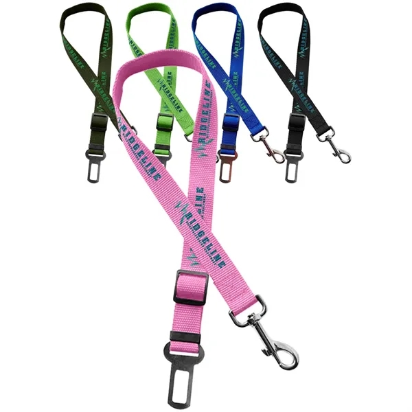 Adjustable pet safety seatbelt leash with metal buckle and swivel snap.... from ASI 39552 BEL Promo