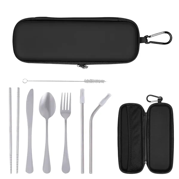 Travel utensil kit with knife, fork, spoon, chopsticks, two straws, wire... from ASI 61125 Hit Promotional Products / Hit®