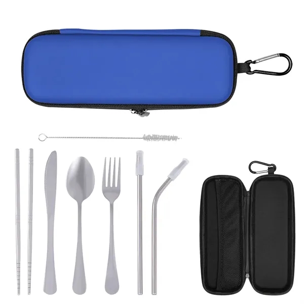 Travel utensil kit with knife, fork, spoon, chopsticks, two straws, wire... from ASI 61125 Hit Promotional Products / Hit®