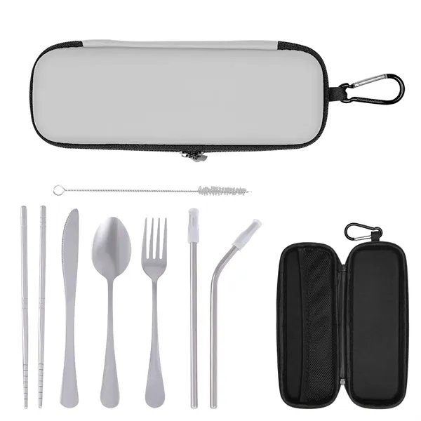 Travel utensil kit with knife, fork, spoon, chopsticks, two straws, wire... from ASI 61125 Hit Promotional Products / Hit®