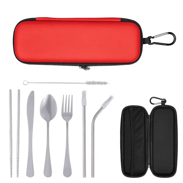 Travel utensil kit with knife, fork, spoon, chopsticks, two straws, wire... from ASI 61125 Hit Promotional Products / Hit®