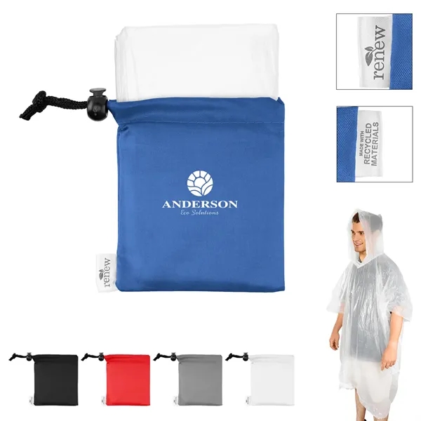 Hooded poncho with a rPET drawstring pouch.... from ASI 61125 Hit Promotional Products / Hit®