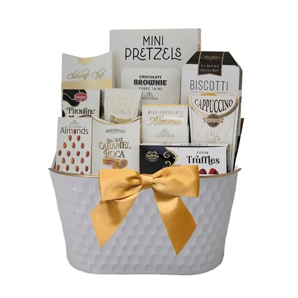 White and Gold Gourmet Gift Basket... from ASI 89971 Stuff A Mug