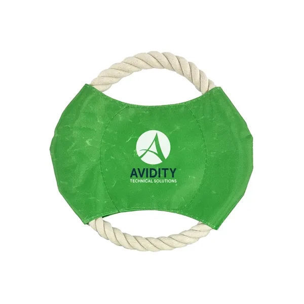 Durable pet rope disc toy measuring 7" diameter with full color... from ASI 92980 WOV-IN® / Promopet