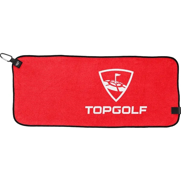 28" x 12" magnetic golf towel with a carabiner.... from ASI 57653 Gold Bond