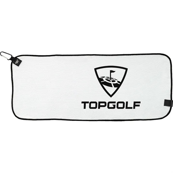 28" x 12" magnetic golf towel with a carabiner.... from ASI 57653 Gold Bond