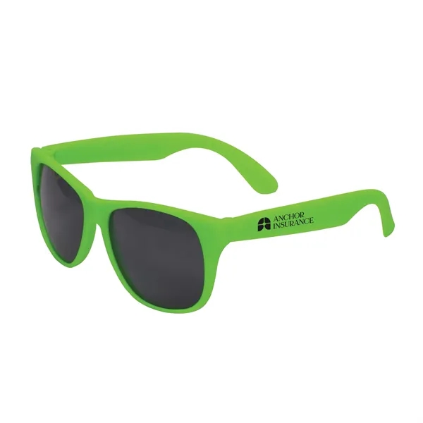 5.5" x 1.875" adult size plastic matte sunglasses in assorted colors.... from ASI 63549 Jornik Manufacturing Corp