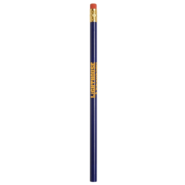 Round #2 wood pencil with eraser and gold ferrule.... from ASI 52840 Evans Manufacturing / Jo-Bee