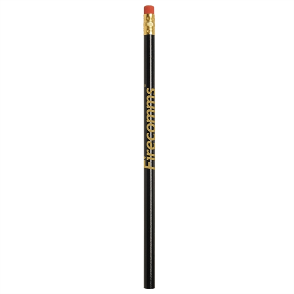 Round #2 wood pencil with eraser and gold ferrule.... from ASI 52840 Evans Manufacturing / Jo-Bee