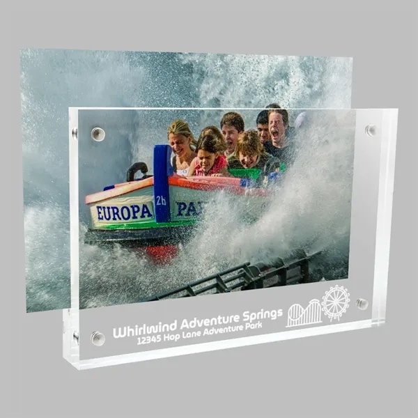 Laser-etched acrylic block frame.... from ASI 72521 Morris Magnets / Laser Cuts