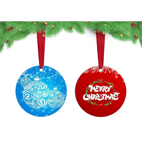 2.75" Round Aluminum Ornament with Red Ribbon. Printed in a Union... from ASI 62635 Inno-Vative Solutions Grp LTD