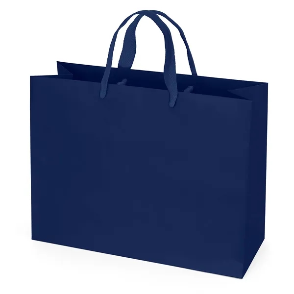 Premium-weight matte-laminated bag with woven handles and fold-over top.... from ASI 37940 Bag Makers Inc