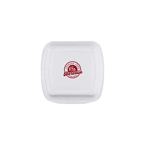 6" x 6" recyclable foam takeout style food container with attached... from ASI 91880 Tranter Graphics Inc