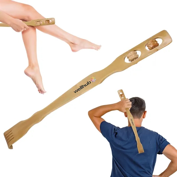 Backscratcher massager; crafted from bamboo and it features 2 massage rollers... from ASI 52710 Lincoln Line