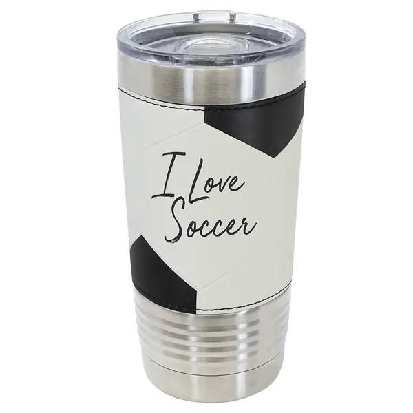 Laser-engraved insulated soccer themed 20 oz. tumbler.... from ASI 45795 Colorguppy Printing