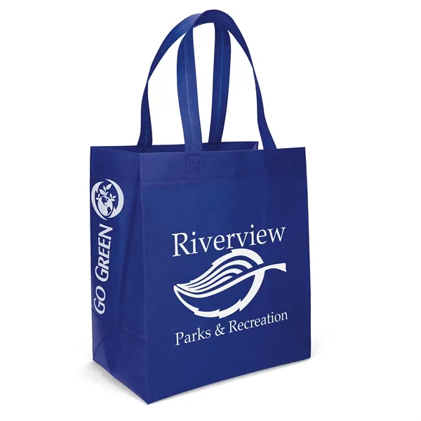 Non-Woven Polypropylene Tote with eco-friendly messages on the gussets.... from ASI 37940 Bag Makers Inc
