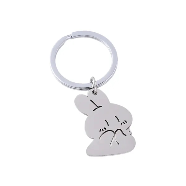 Rabbit-shaped stainless steel keyring plus laser engraving on 1 location... from ASI 37218 Athena Promo (tm)