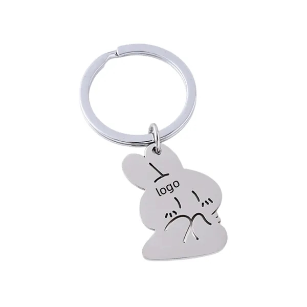 Rabbit-shaped stainless steel keyring plus laser engraving on 1 location... from ASI 37218 Athena Promo (tm)