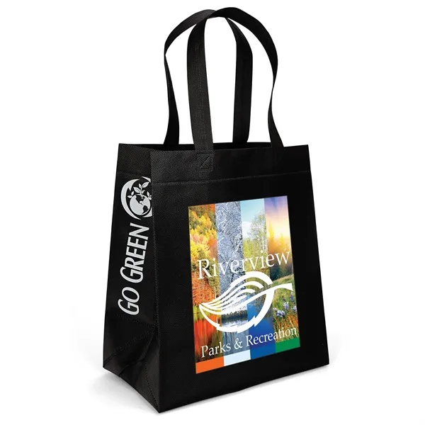 Non-Woven Polypropylene Tote with eco-friendly messages on the gussets.... from ASI 37940 Bag Makers Inc