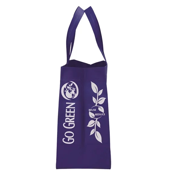 Non-Woven Polypropylene Tote with eco-friendly messages on the gussets.... from ASI 37940 Bag Makers Inc