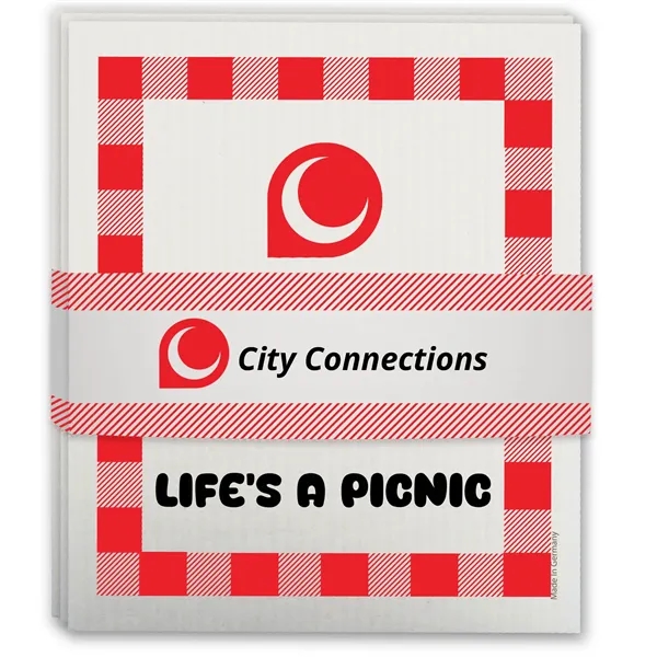 Set of three sustainable Swedish Dishcloths with a belly band around... from ASI 54040 Fey Promo