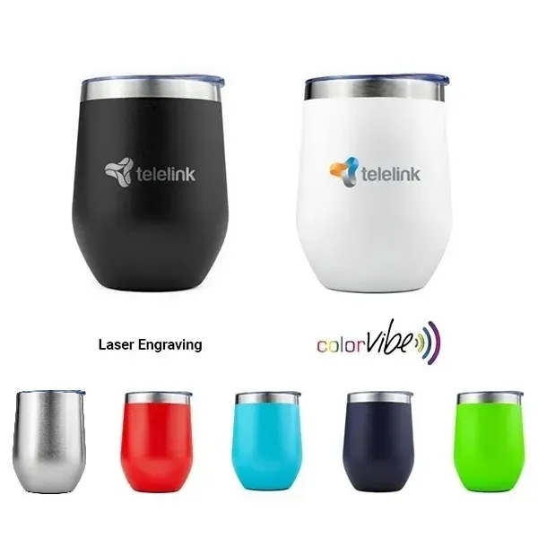 12oz. Powder Coated Stainless Steel Vacuum Insulated Wine Tumbler... from ASI 99030 Zipline / Zipline®